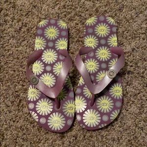 UGG Purple and Yellow Flip Flops